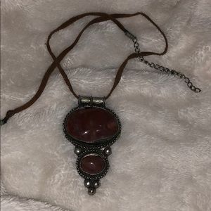 Brown leather necklace